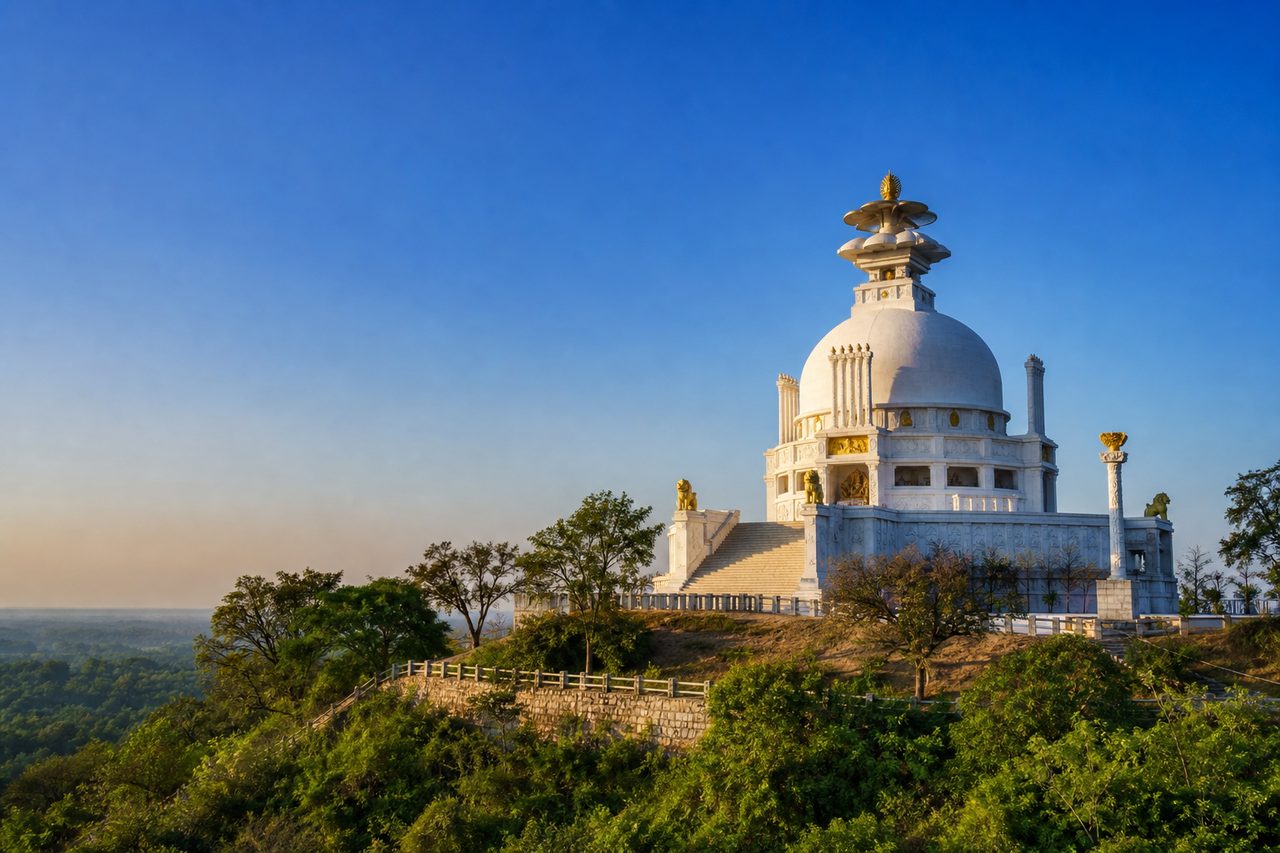White Dhauli Shanti Stupa near Bhubaneswar, Odisha