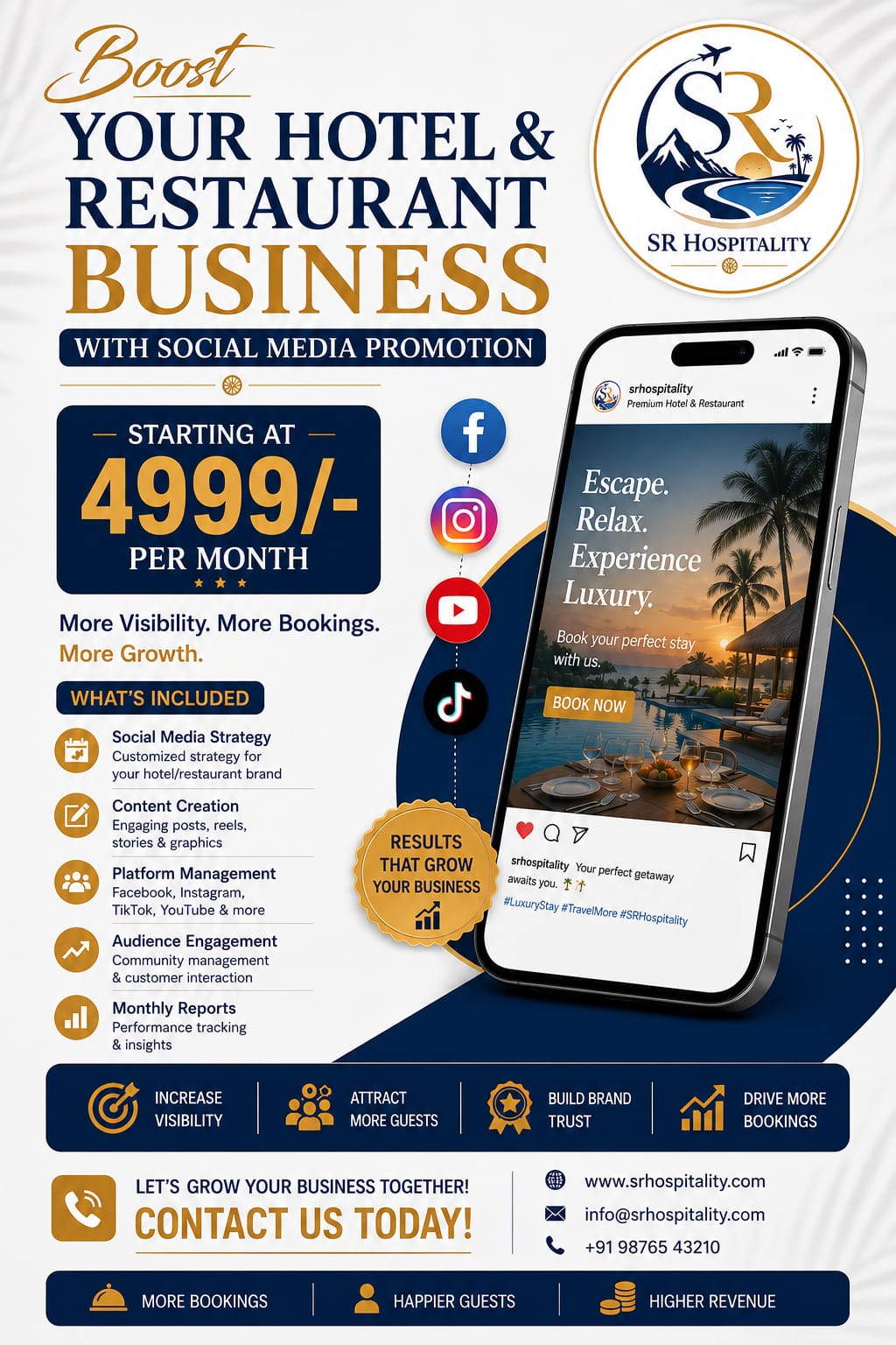 Social media promotion creative for hotel and restaurant business growth
